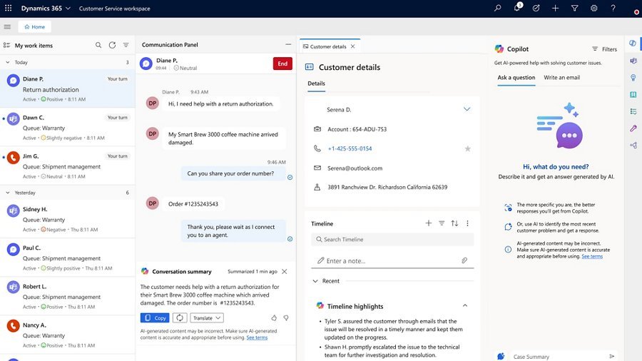 Customer Service — screenshot do produto